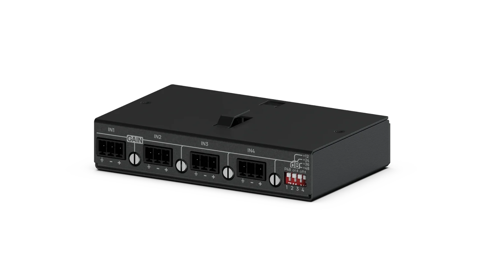Acessório eletrônico K-array K-PREAMP4S para projeto de áudio e vídeo da M.I. Automação