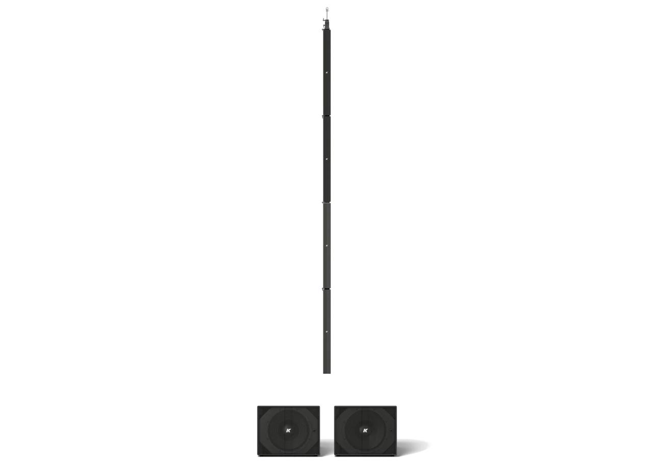 Sistema de áudio K-array KR404P II para projeto de áudio e vídeo da M.I. Automação
