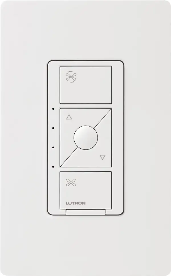 Controle Lutron branco de velocidade de ventilador para parede