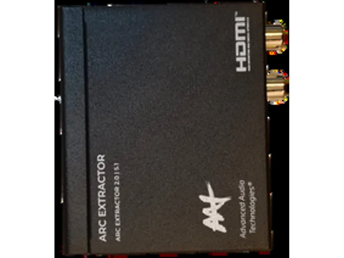 AAT Áudio Extractor 5.1 Extrator HDMI ARC apresentado em contexto de projeto integrado pela M.I. Automação
