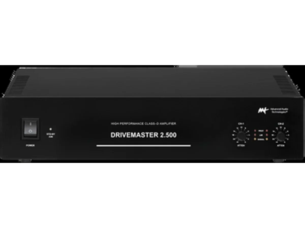 AAT DriveMaster 2.500 Amplificador de Potência Classe D apresentado em contexto de projeto integrado pela M.I. Automação