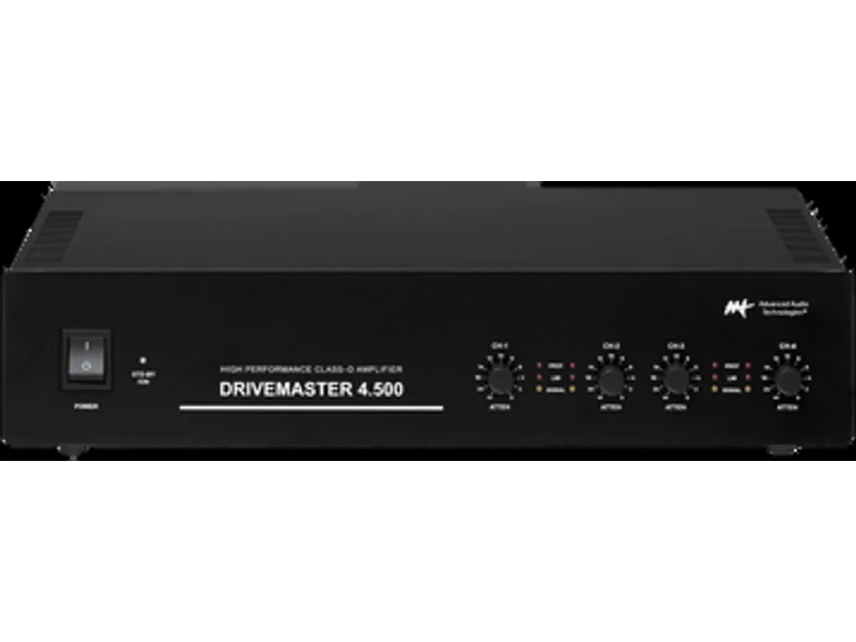 AAT DriveMaster 4.500 Amplificador de Potência de 4 Canais apresentado em contexto de projeto integrado pela M.I. Automação