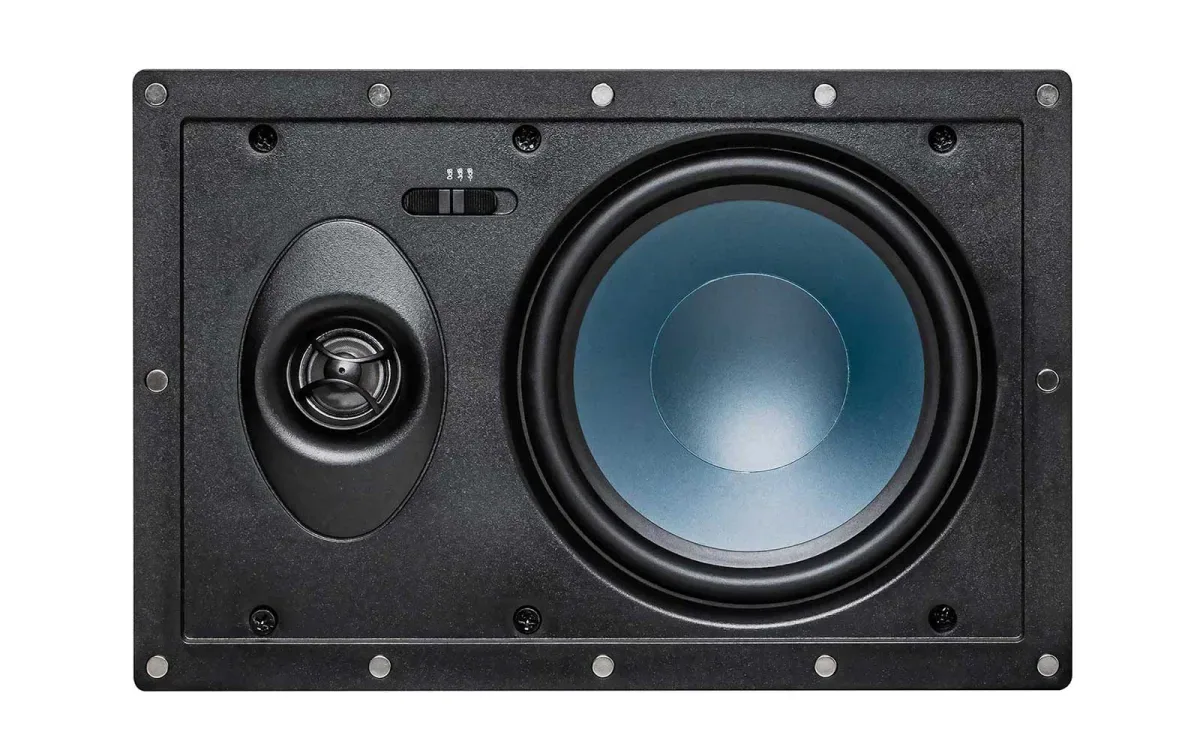 AAT LR-E100 G2 Caixa de Embutir Home Theater apresentado em contexto de projeto integrado pela M.I. Automação