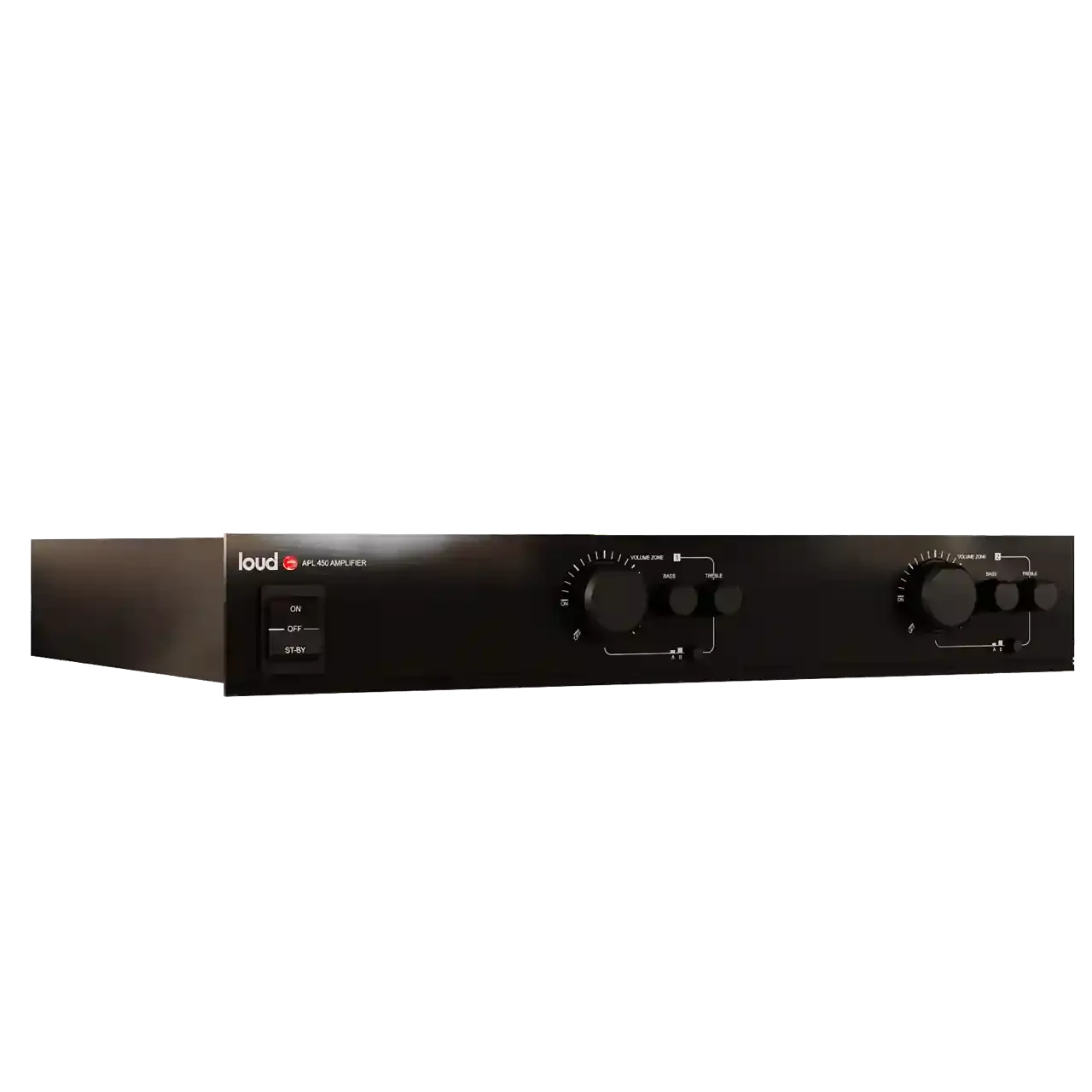 Amplificador Loud Áudio APL 450 D apresentado em contexto de projeto integrado pela M.I. Automação