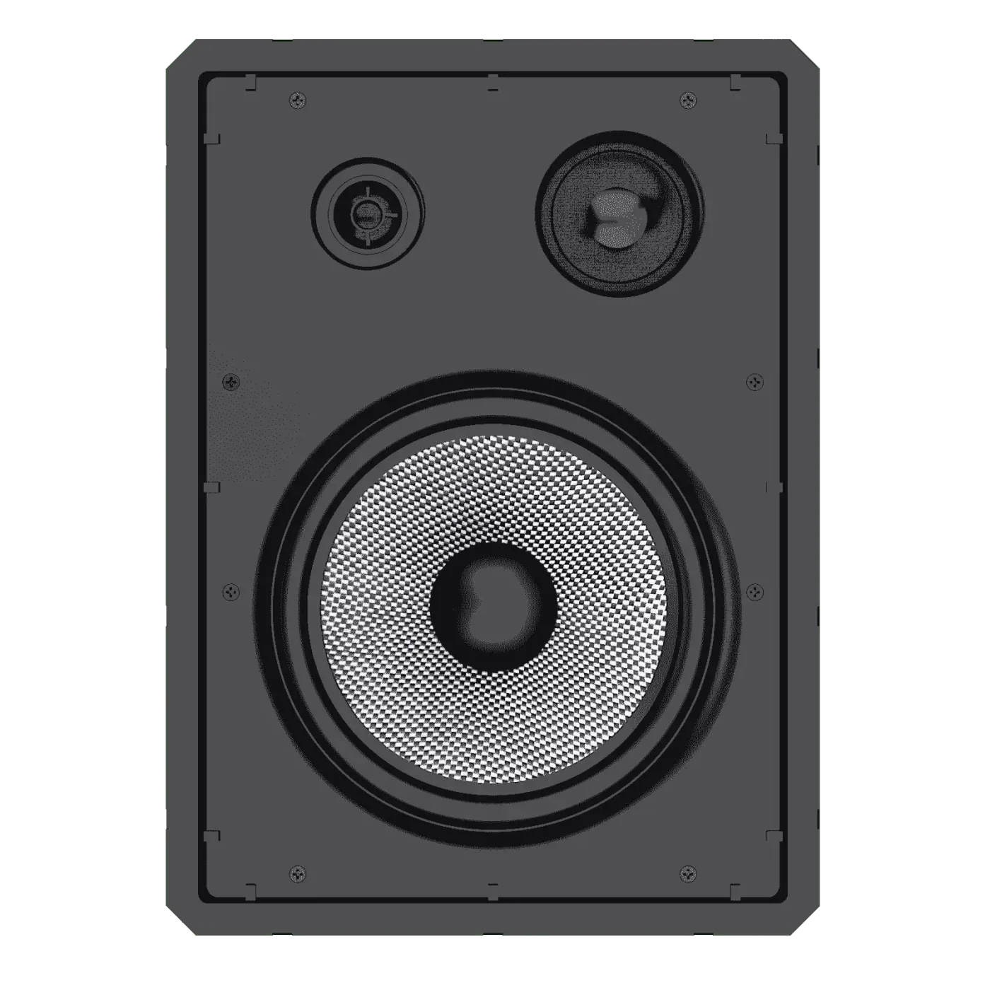 Caixas de Som Loud Áudio LHT 100 TW BL Retangular Plana Borderless apresentado em contexto de projeto integrado pela M.I. Automação
