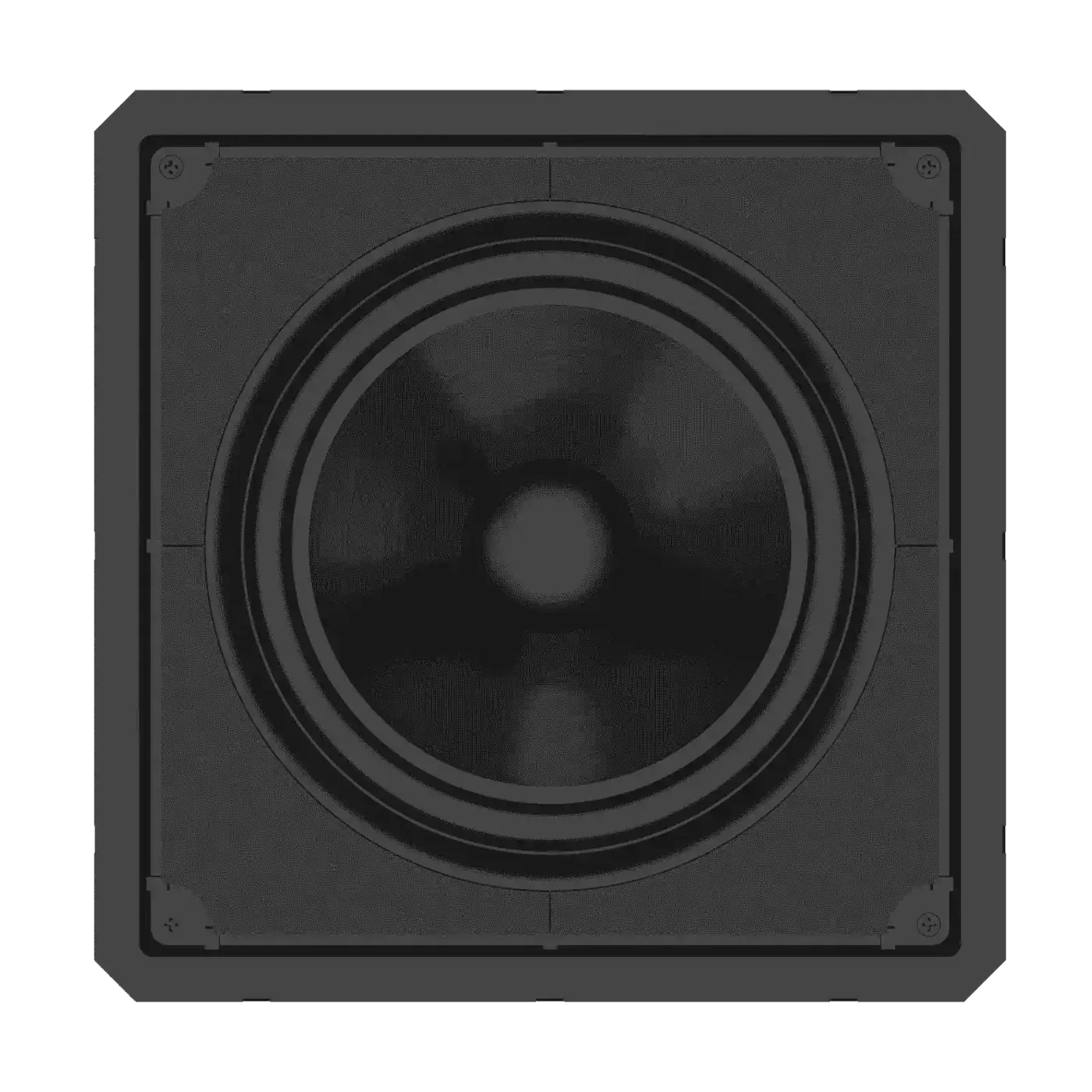 Caixas de Som Loud Áudio LSW8 150 BL Sub Quadrada Plana Borderless apresentado em contexto de projeto integrado pela M.I. Automação