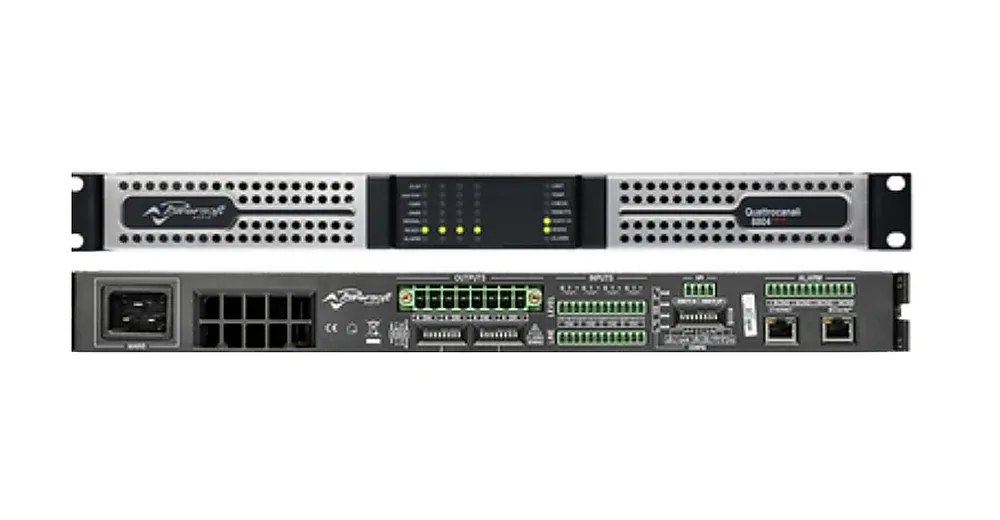 Powersoft Quattrocanali 4804 DSP Plus Amplificador de 4 Canais para Hotelaria apresentado em contexto de projeto integrado pela M.I. Automação